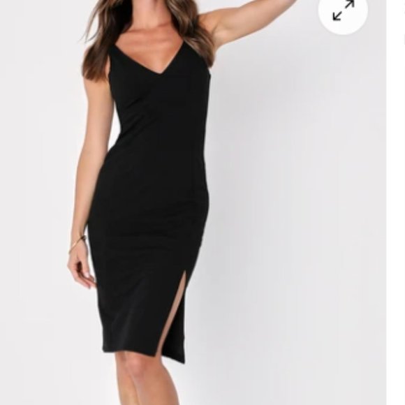 Lulu Black Bodycon Midi Dress - Picture 1 of 3